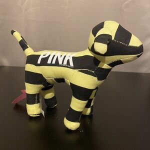 2000s Victoria's Secret Pink Plush Toy Dog Pink Love Black & Yellow 8"x6"x2.5"